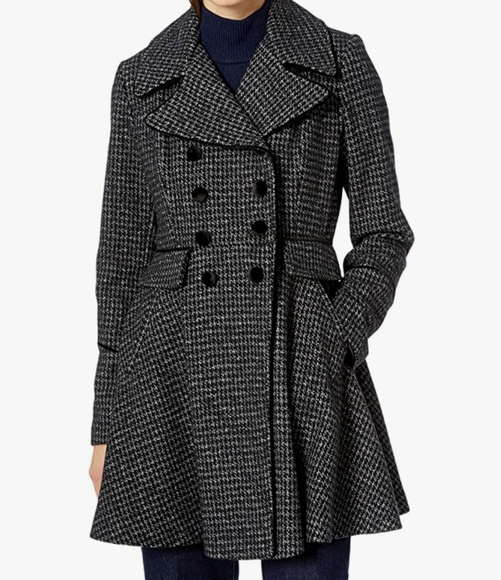 Guess Jackets & Blazers - Guess houndstooth skirted velvet trim coat NEW S